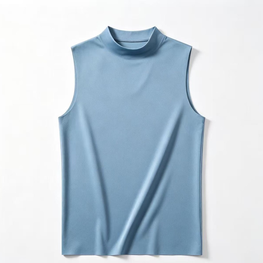 Women’s Sleeveless Mock Neck Tank in Dusty Blue